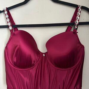 Victoria's Secret Deep Red Satin Bustier